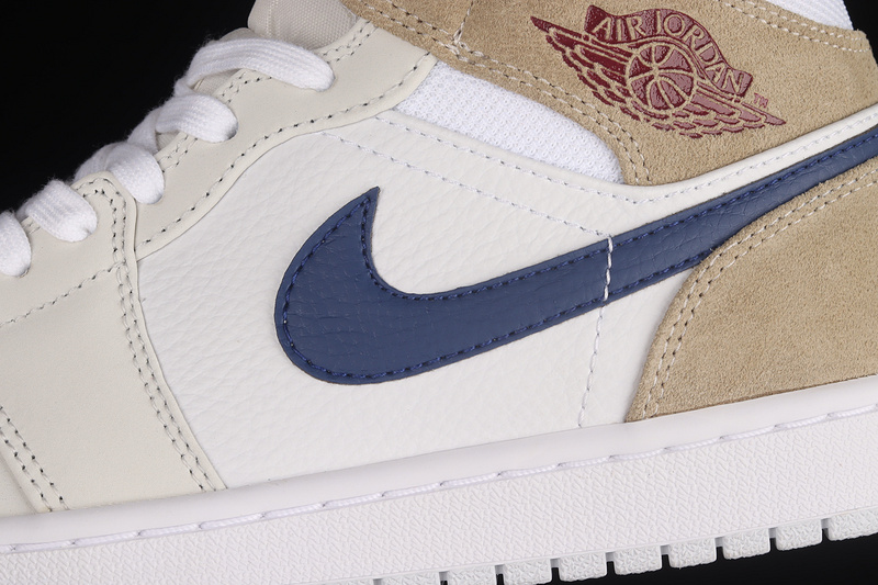 Air Jordan 1 Mid White/Tan/Navy Blue 23