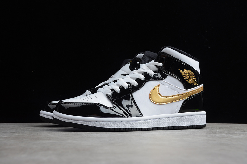 Air Jordan 1 Mid Patent Leather Se Black/Metallic Gold-White 29