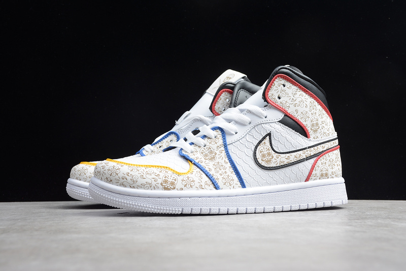 Air Jordan 1 Mid Se White/Multi-Color/Silver 19