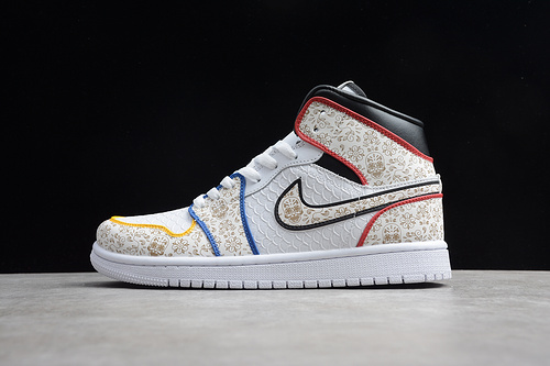 Air Jordan 1 Mid Se White/Multi-Color/Silver 23