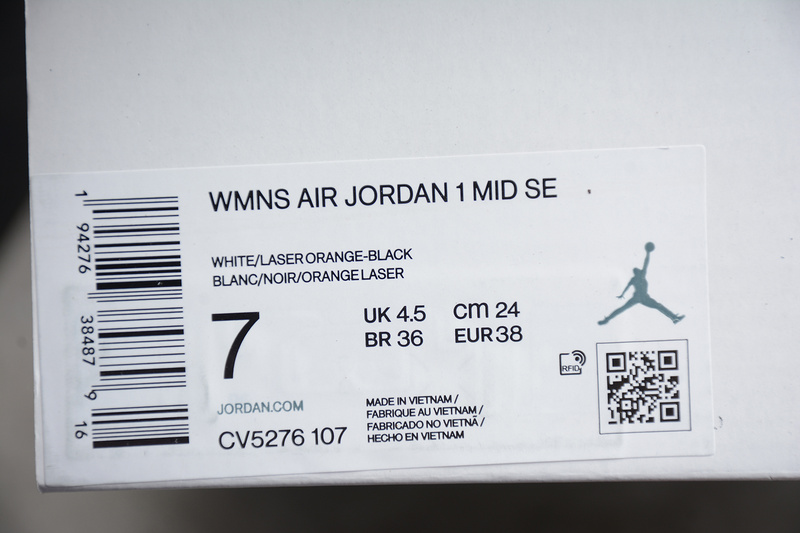 Cj Air Jordan 1 Mid White/Laser Orange-Black 33