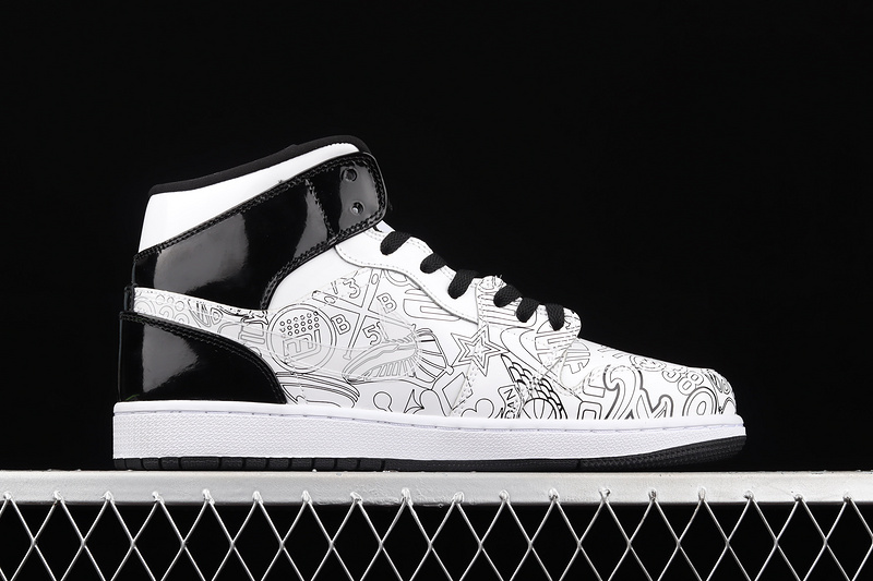 Air Jordan 1 Mid Gs Diy White/White/Black-Volt 29