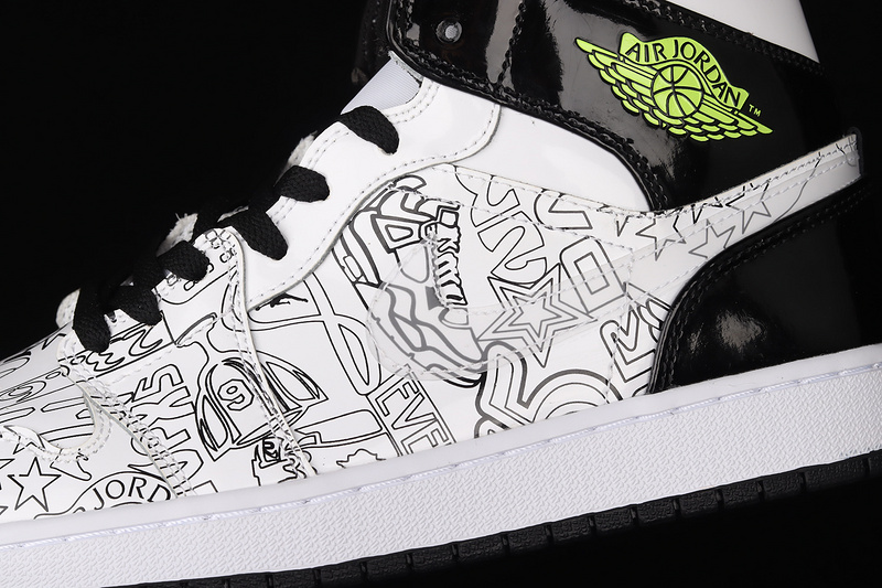 Air Jordan 1 Mid Gs Diy White/White/Black-Volt 31