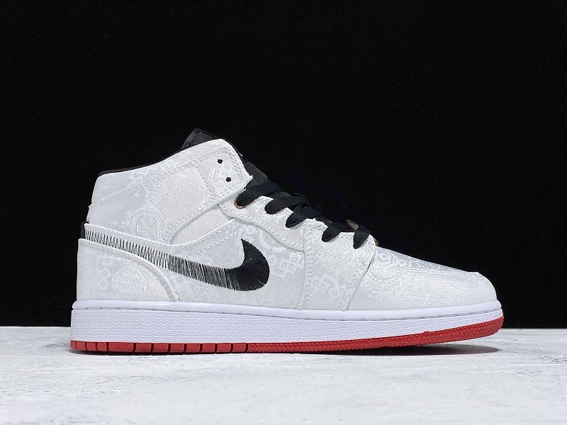 Get Clot X Air Jordan 1 Mid Fearless White/Black-Red 11