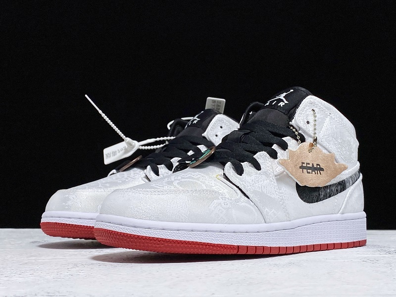 Get Clot X Air Jordan 1 Mid Fearless White/Black-Red 15