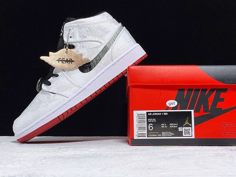 Get Clot X Air Jordan 1 Mid Fearless White/Black-Red 21