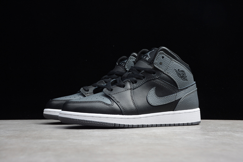 Gz Air Jordan 1 Mid Black/Dark Grey-Summit White 11