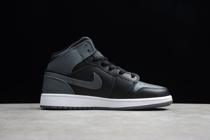 Gz Air Jordan 1 Mid Black/Dark Grey-Summit White 21