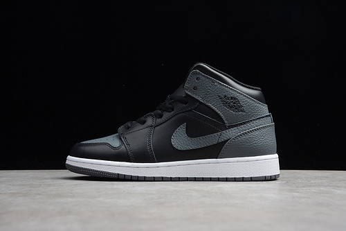 Gz Air Jordan 1 Mid Black/Dark Grey-Summit White 25