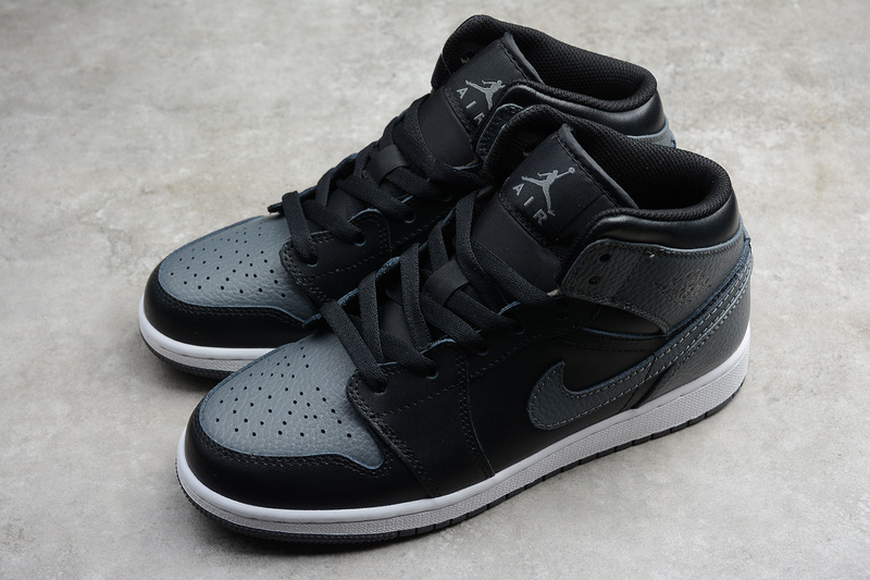 Gz Air Jordan 1 Mid Black/Dark Grey-Summit White 31