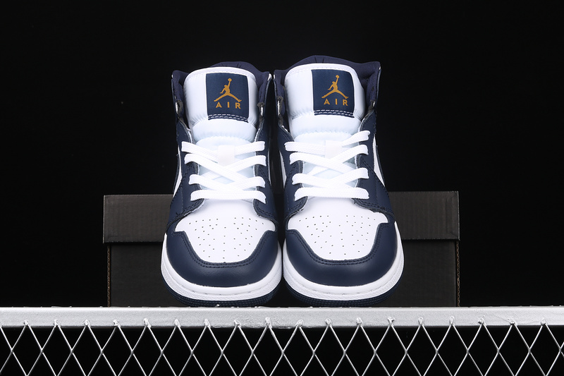 Air Jordan 1 Mid White/Metallic Gold-Obsidian 23