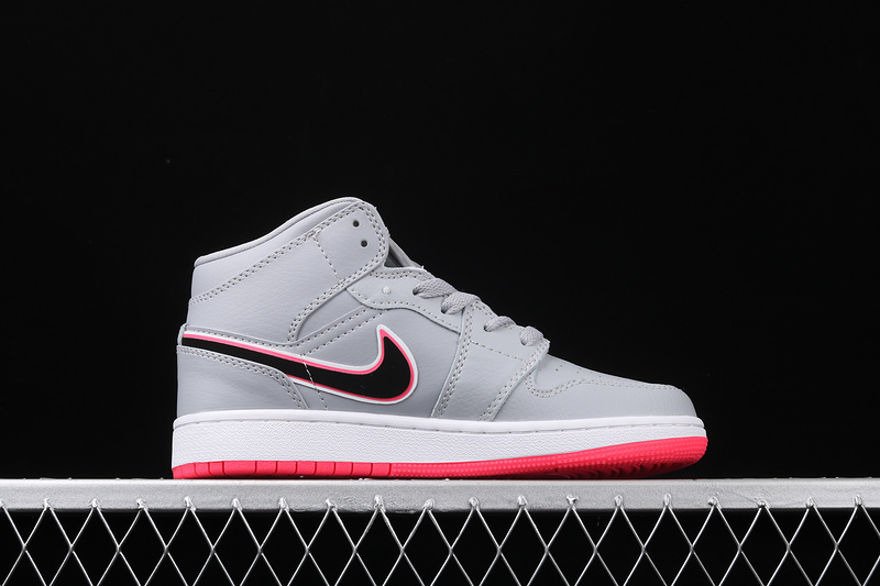 Air Jordan 1 Mid Wolf Grey/Racer Pink-White-Black 7