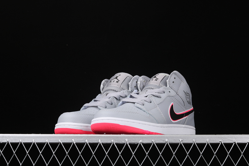 Air Jordan 1 Mid Wolf Grey/Racer Pink-White-Black 9