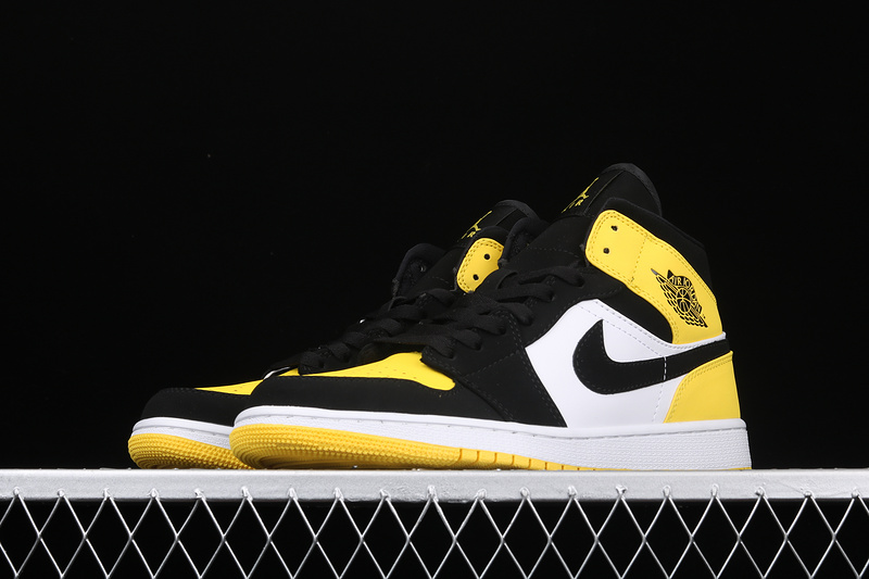 Air Jordan 1 Mid Se Yellow Toe Black/Varsity Maize-White 23