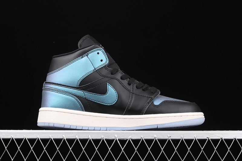 Air Jordan 1 Mid Iridescent Black/Pale Ivory-Multi-Color 3