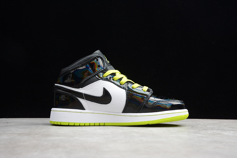 Gz Air Jordan 1 Mid Black/Cyber-White-Mystic Green 27