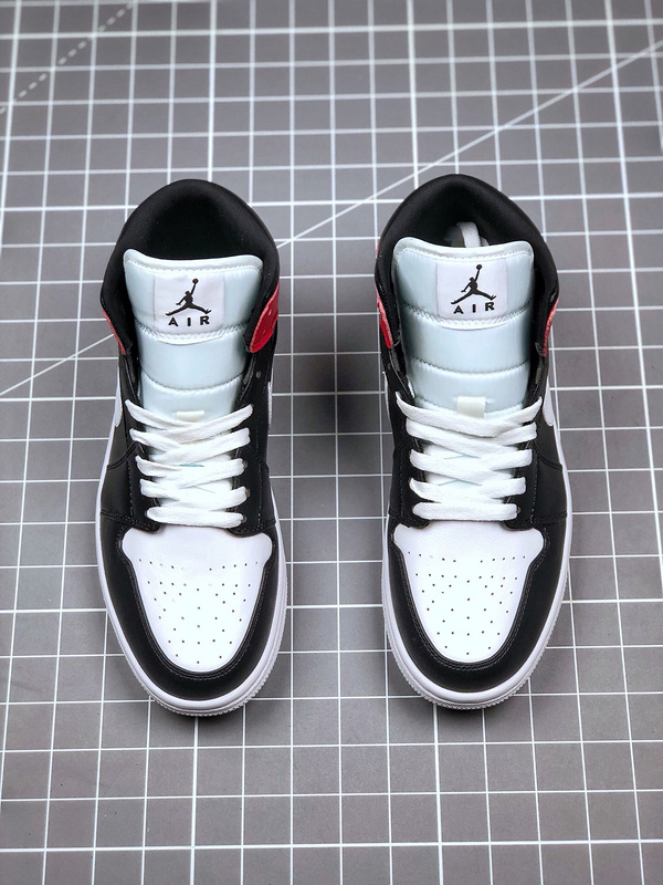 Air Jordan 1 Mid Black/White/Noble Red 5