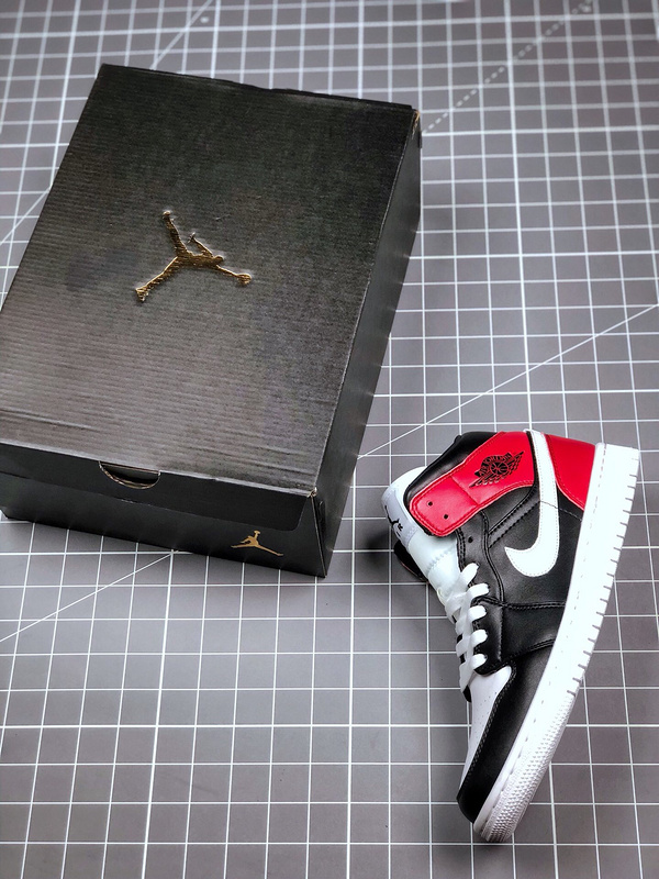 Air Jordan 1 Mid Black/White/Noble Red 7