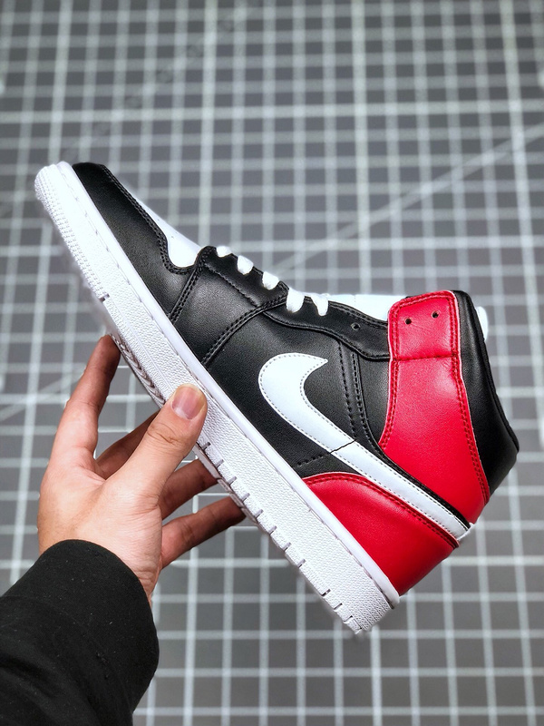 Air Jordan 1 Mid Black/White/Noble Red 9