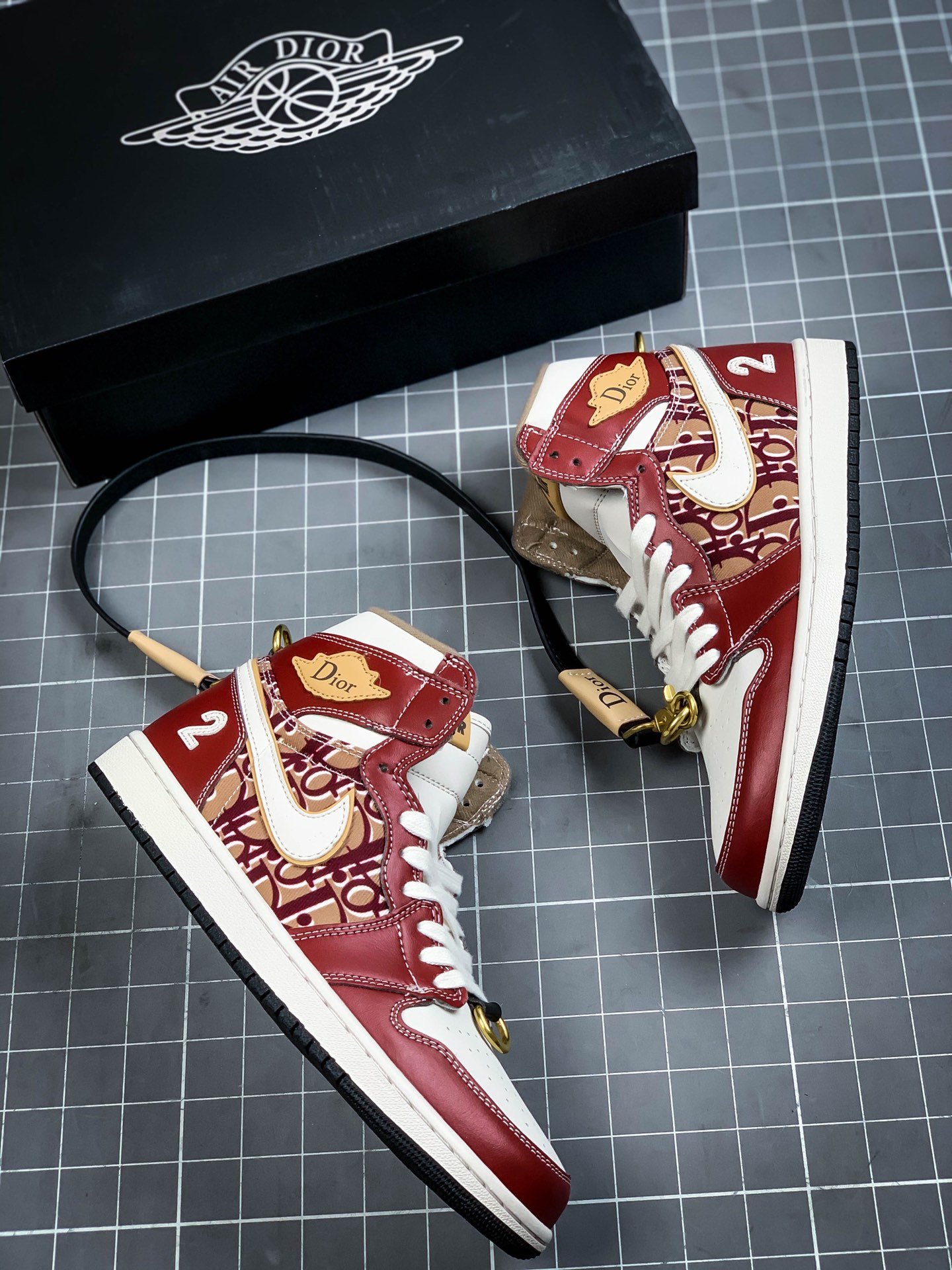 Di*Or X Air Jordan 1 Mid White/Wine Red 7