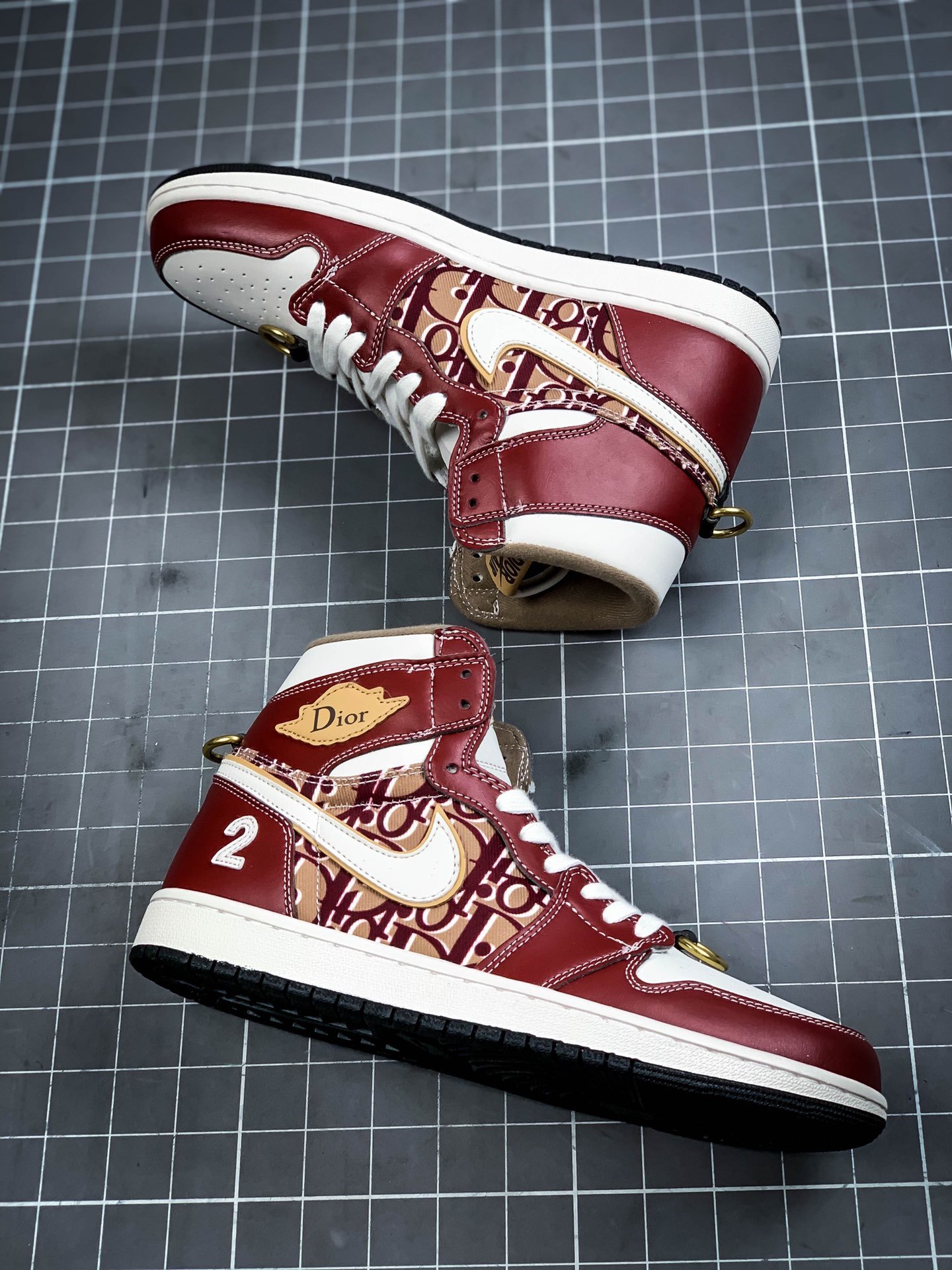 Di*Or X Air Jordan 1 Mid White/Wine Red 11