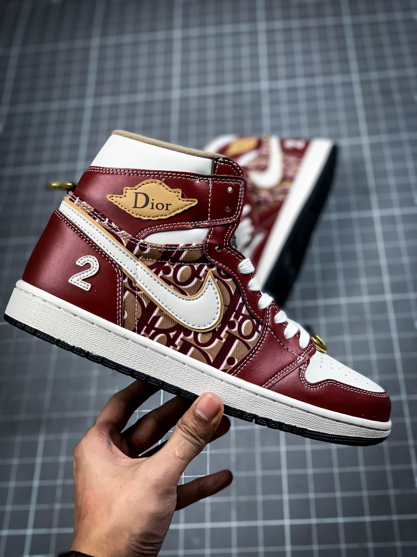 Di*Or X Air Jordan 1 Mid White/Wine Red 13