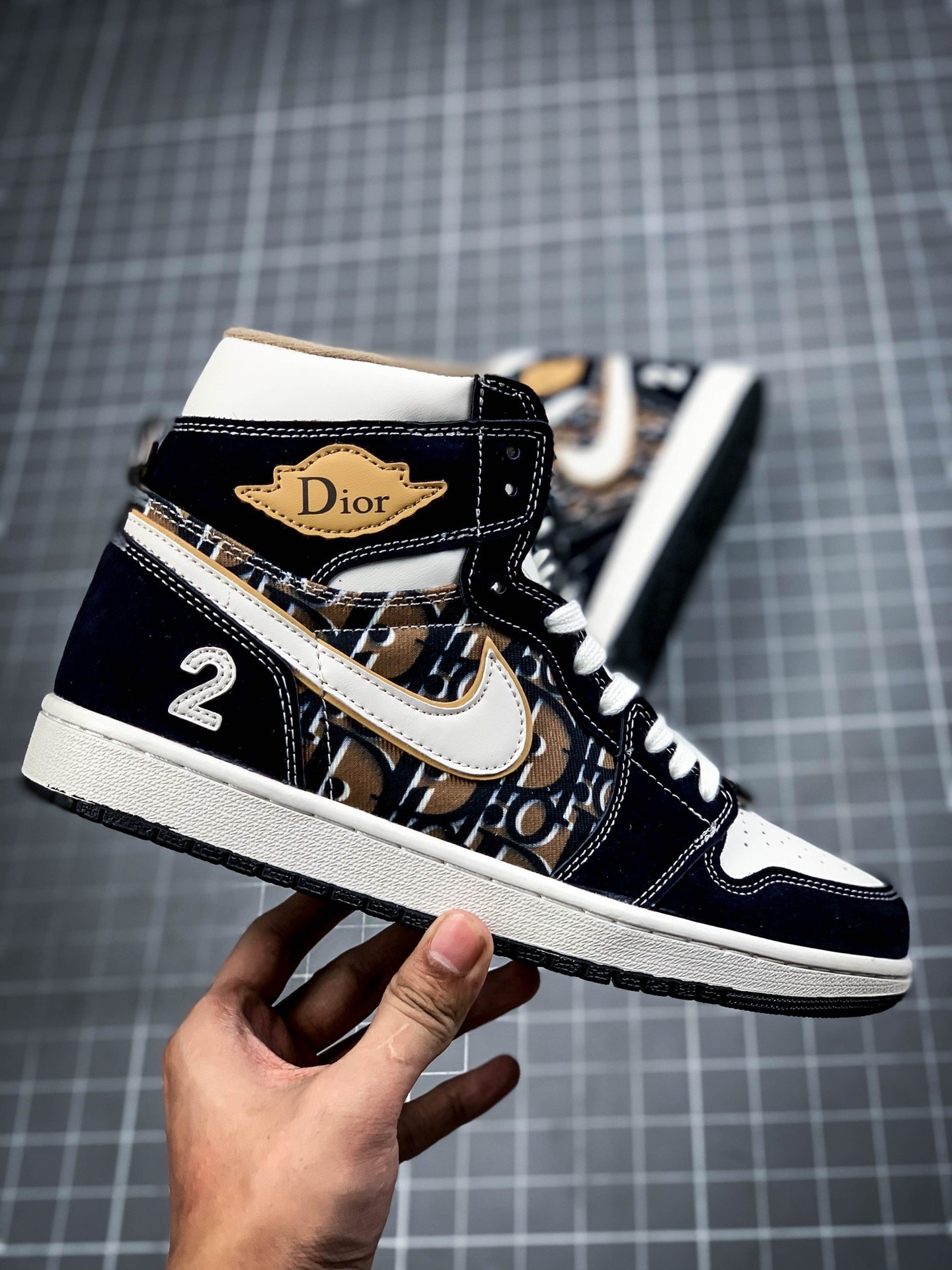 Di*Or X Air Jordan 1 Mid Black/White/Dark Brown 5