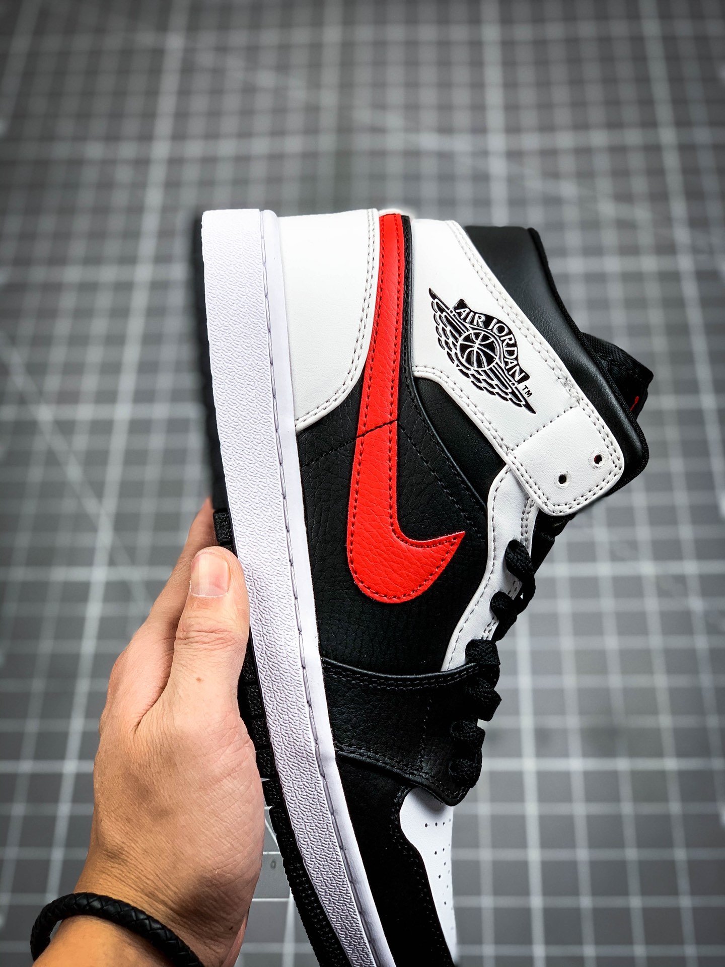 Air Jordan 1 Mid Black/White/Red 15