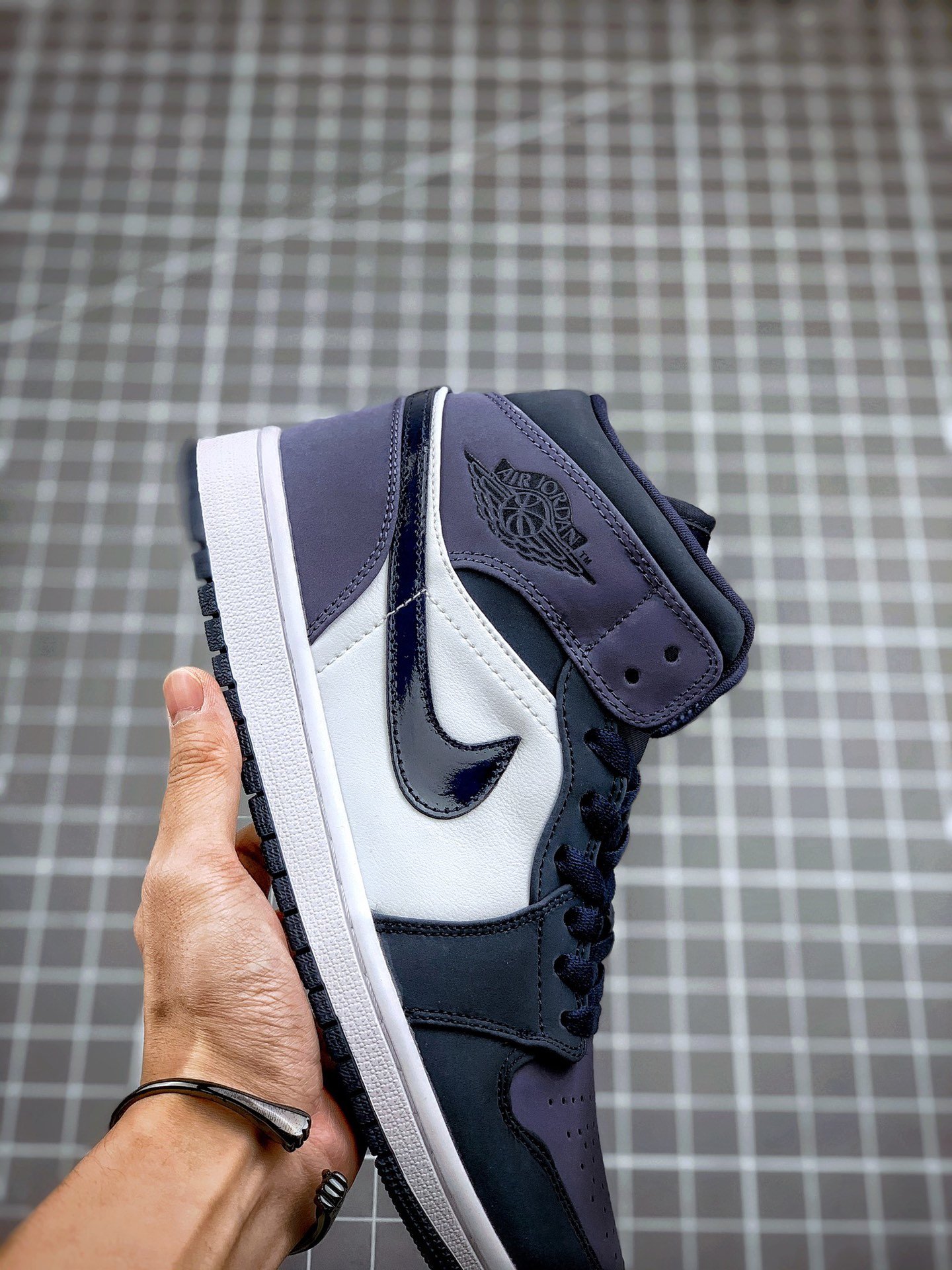 Top Quality Air Jordan 1 Mid Obsidian/Sanded Purple-White 13