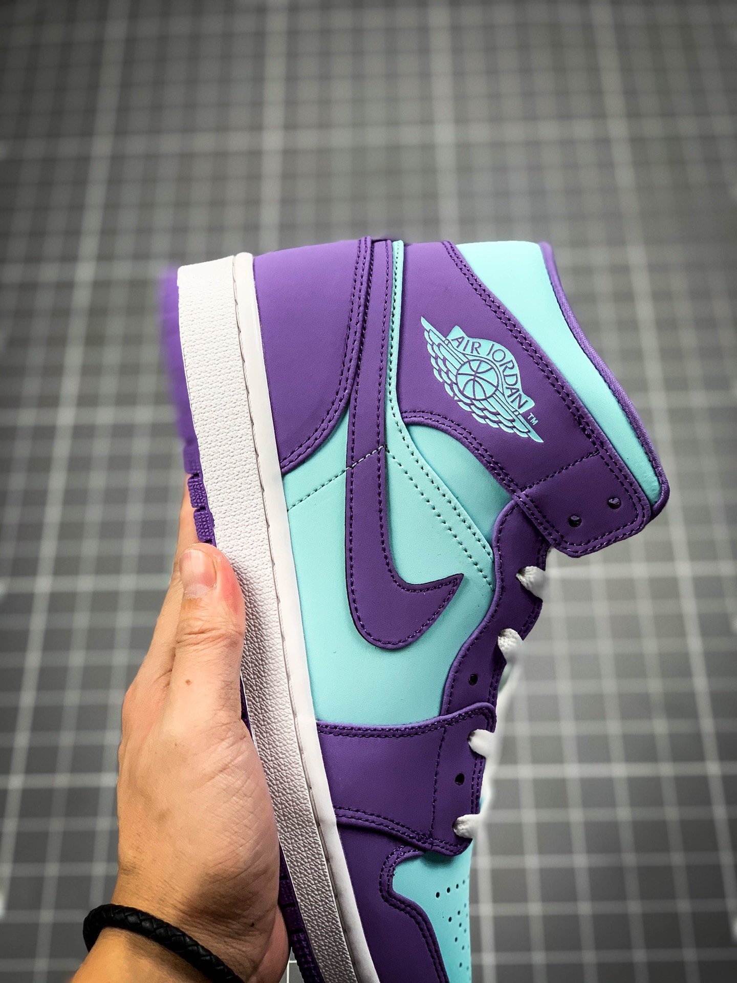 Air Jordan 1 Mid Purple/Aqua Blue/White 9