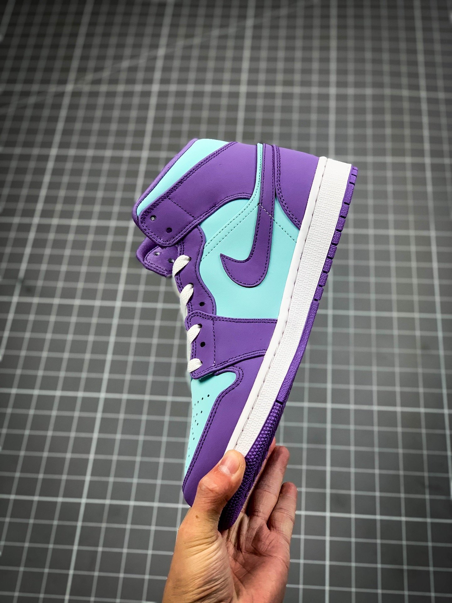 Air Jordan 1 Mid Purple/Aqua Blue/White 15