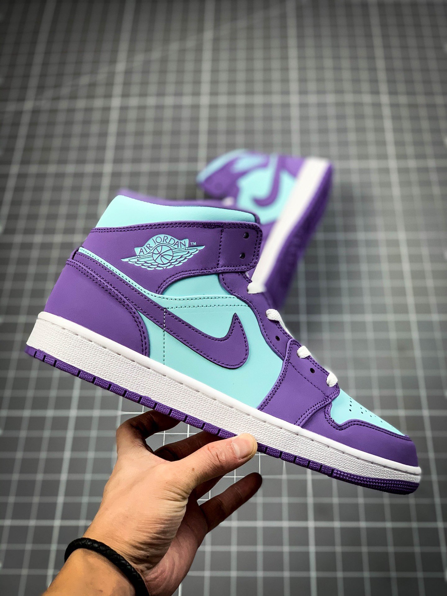 Air Jordan 1 Mid Purple/Aqua Blue/White 17