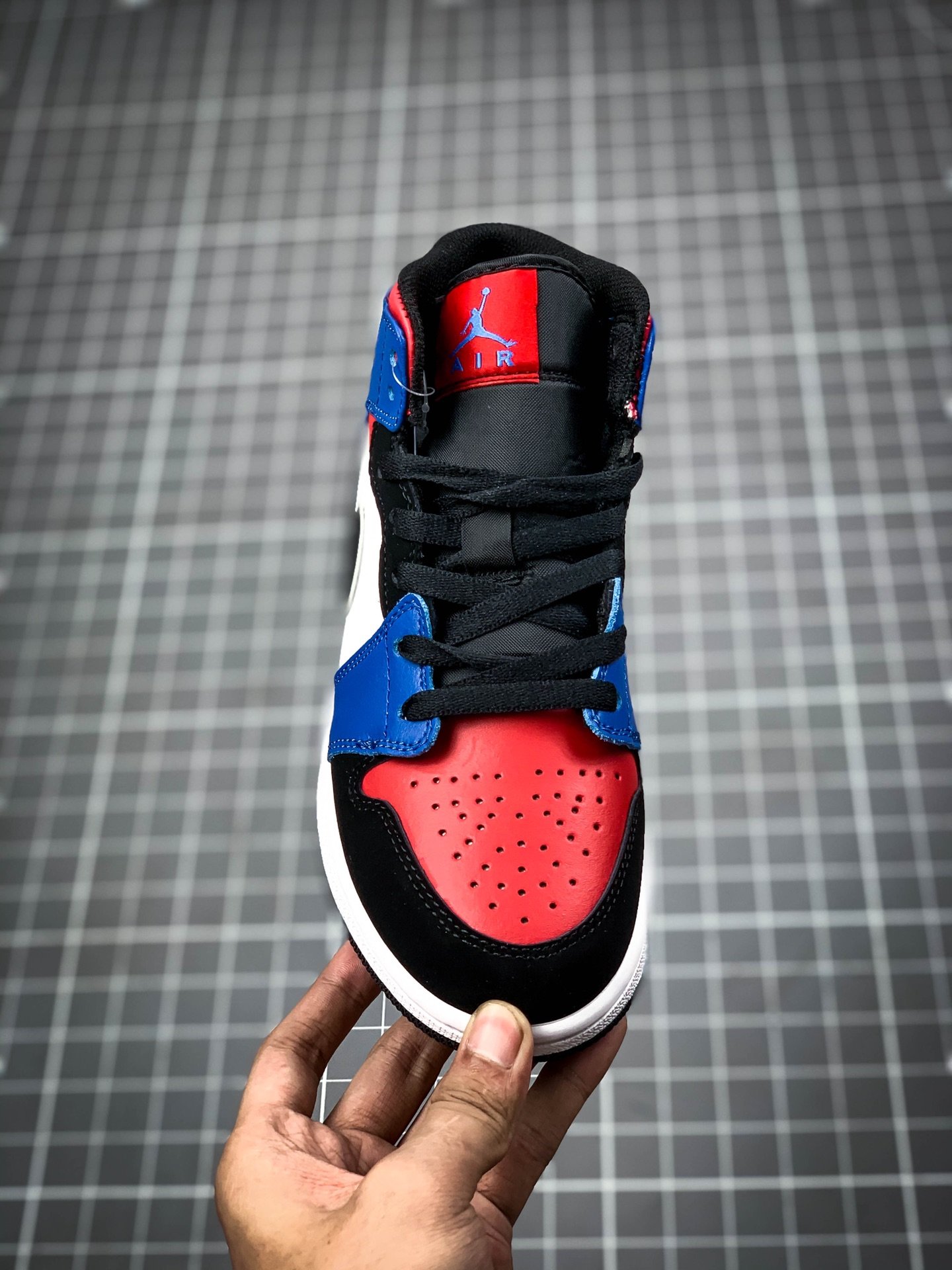 Air Jordan 1 Mid Gs White/Black-Hyper Royal-University Red 5