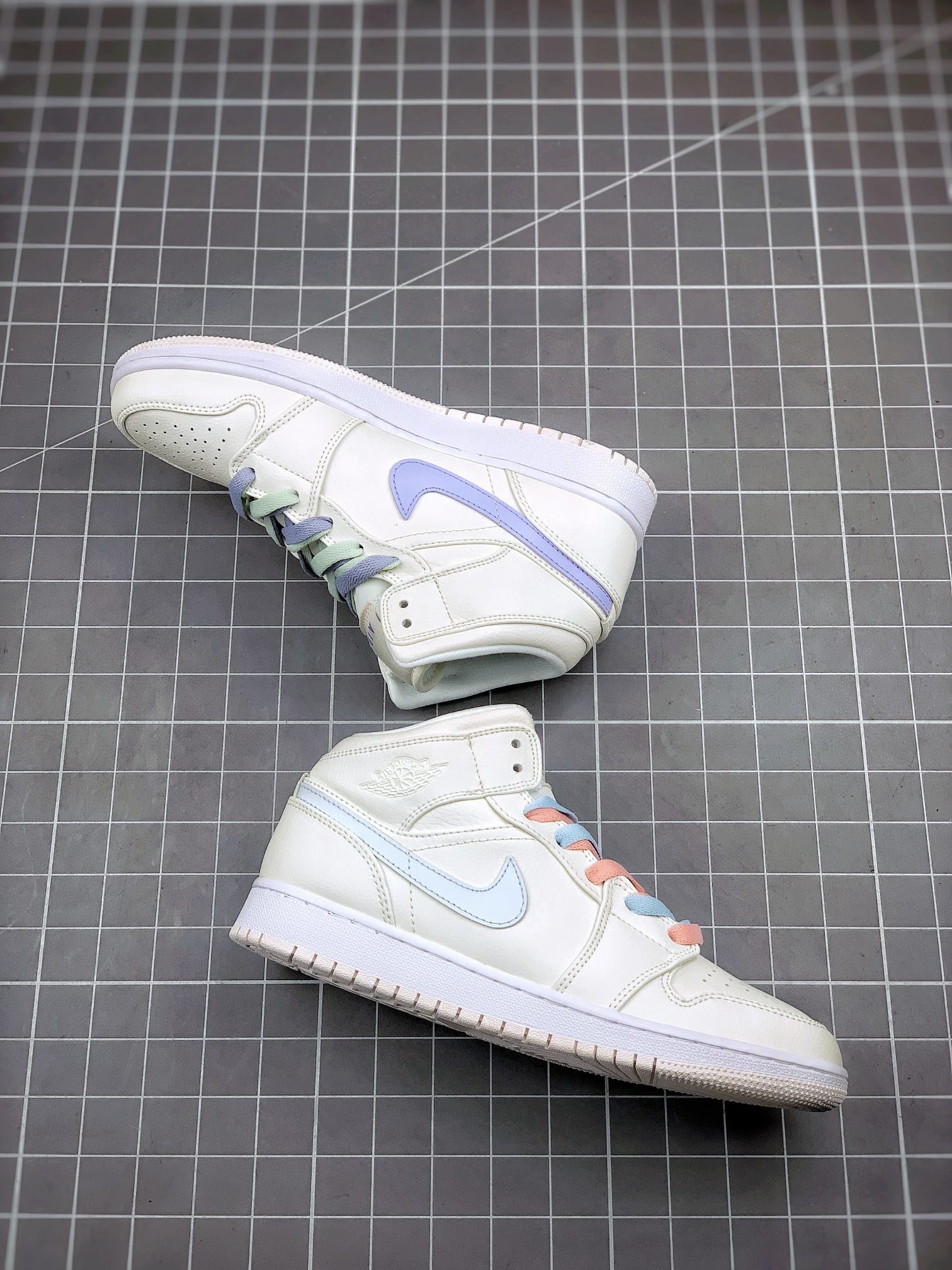 Top Quality Air Jordan 1 Mid Swoosh Phantom/Igloo-Purple Rise-Blue Tint 11