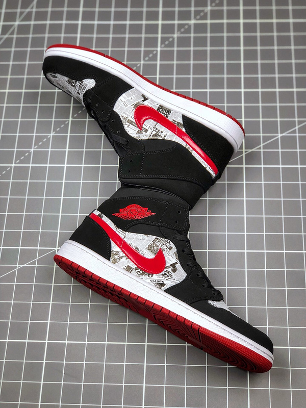 Air Jordan 1 Mid Se Newspaper Black/White/Red 5