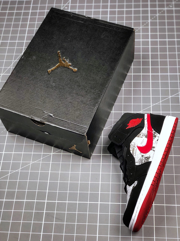 Air Jordan 1 Mid Se Newspaper Black/White/Red 7