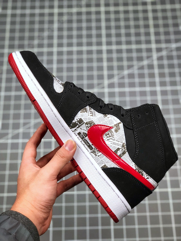 Air Jordan 1 Mid Se Newspaper Black/White/Red 9