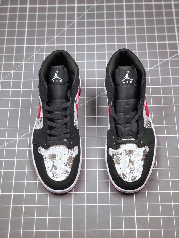 Air Jordan 1 Mid Se Newspaper Black/White/Red 17