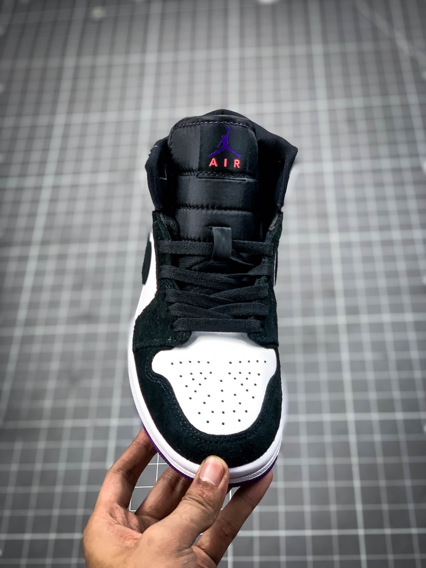 Air Jordan 1 Mid Black/White/Purple 15