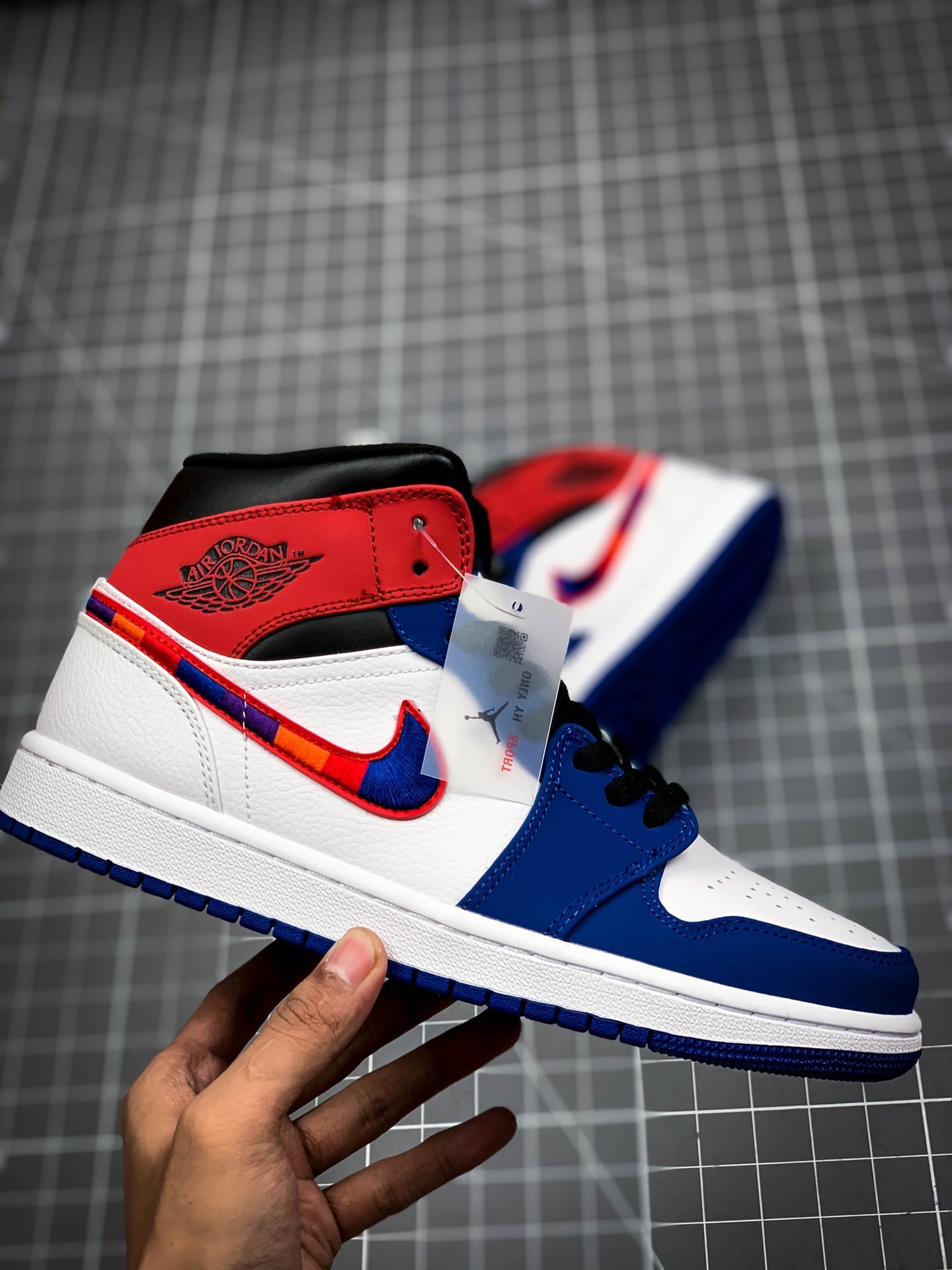 Air Jordan 1 Mid Lakers White/Blue/Red 7