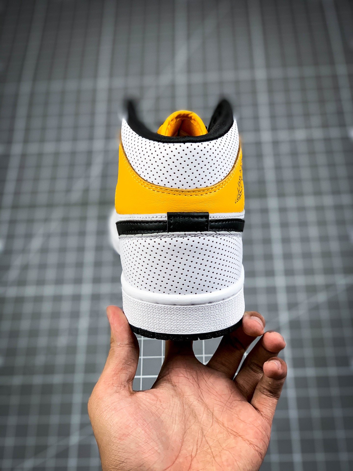 Air Jordan 1 Mid Perforated White/Black-University Gold 13