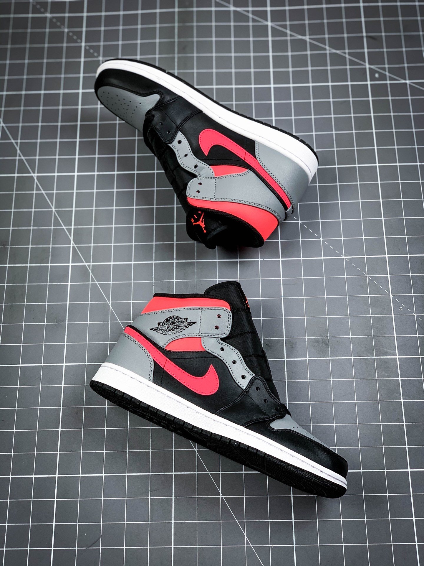 Air Jordan 1 Mid Pink Shadow Black/Hot Punch/White 13