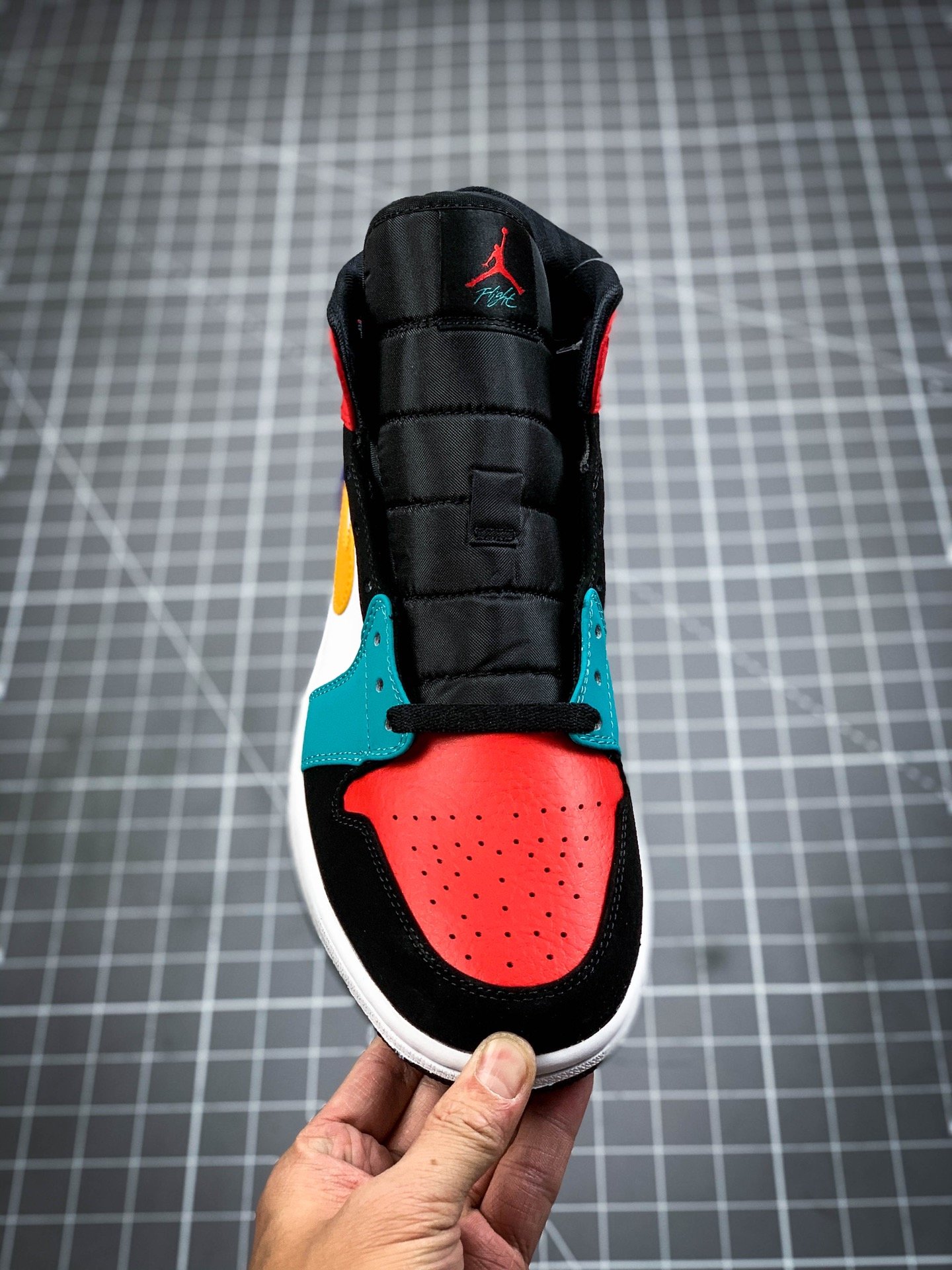 Air Jordan 1 Mid Bred White/University Red-Black-Turbo Green 15