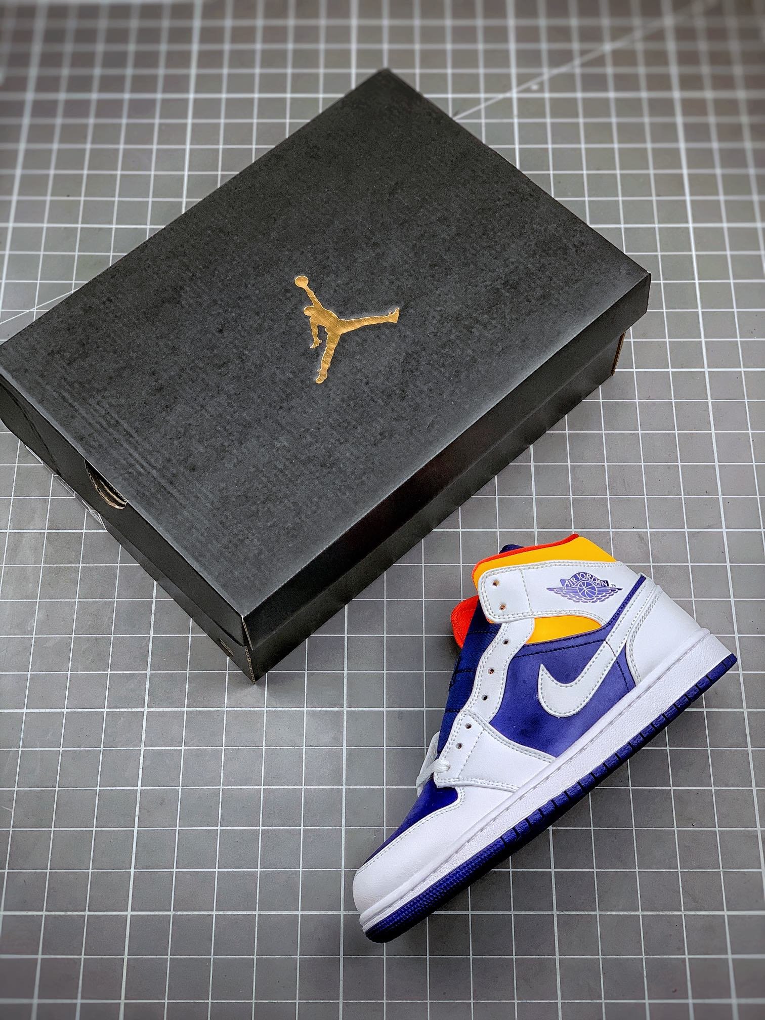 Air Jordan 1 Mid White/Deep Royal Blue-Track Red-Laser Orange 11