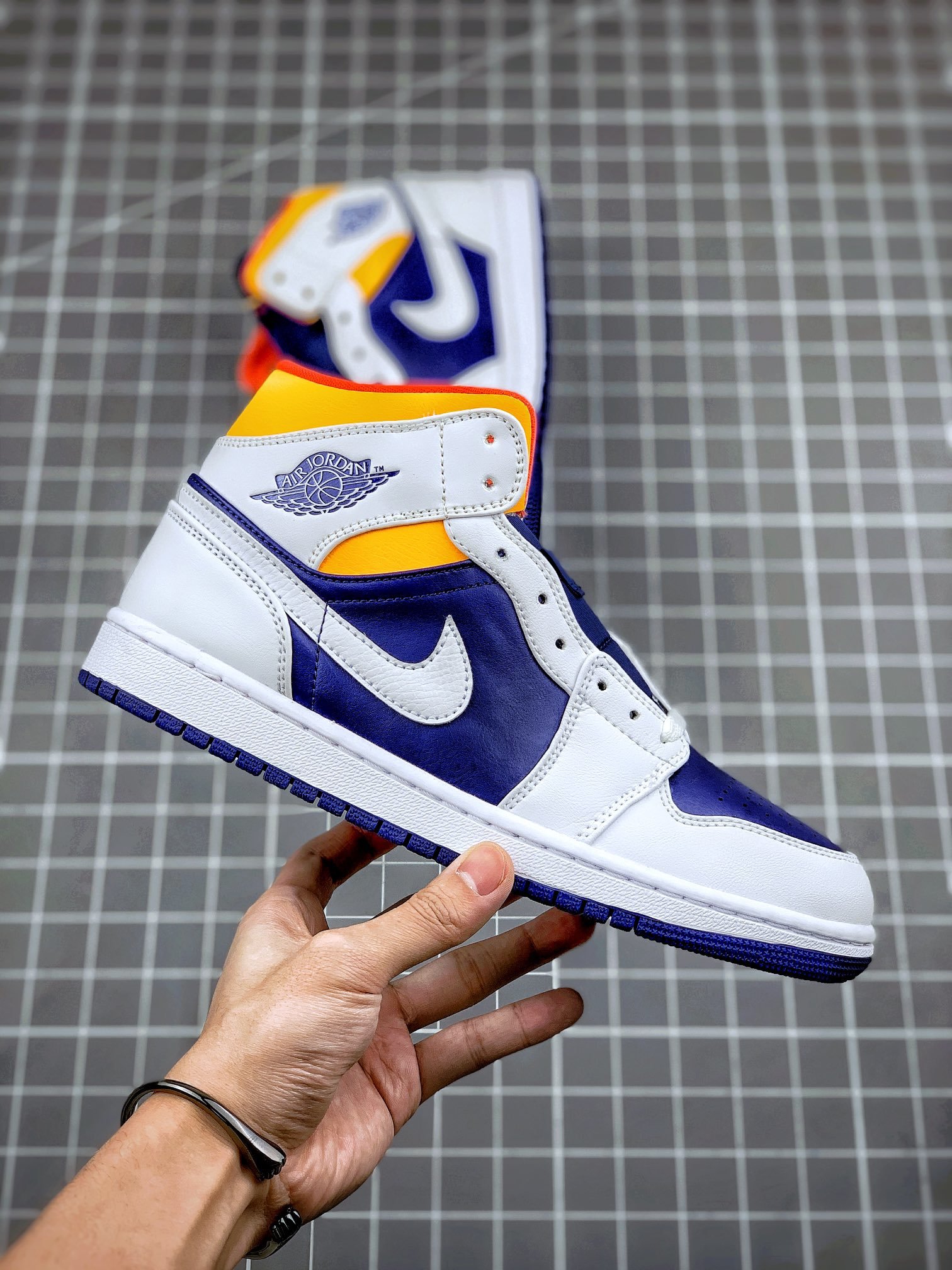 Air Jordan 1 Mid White/Deep Royal Blue-Track Red-Laser Orange 15