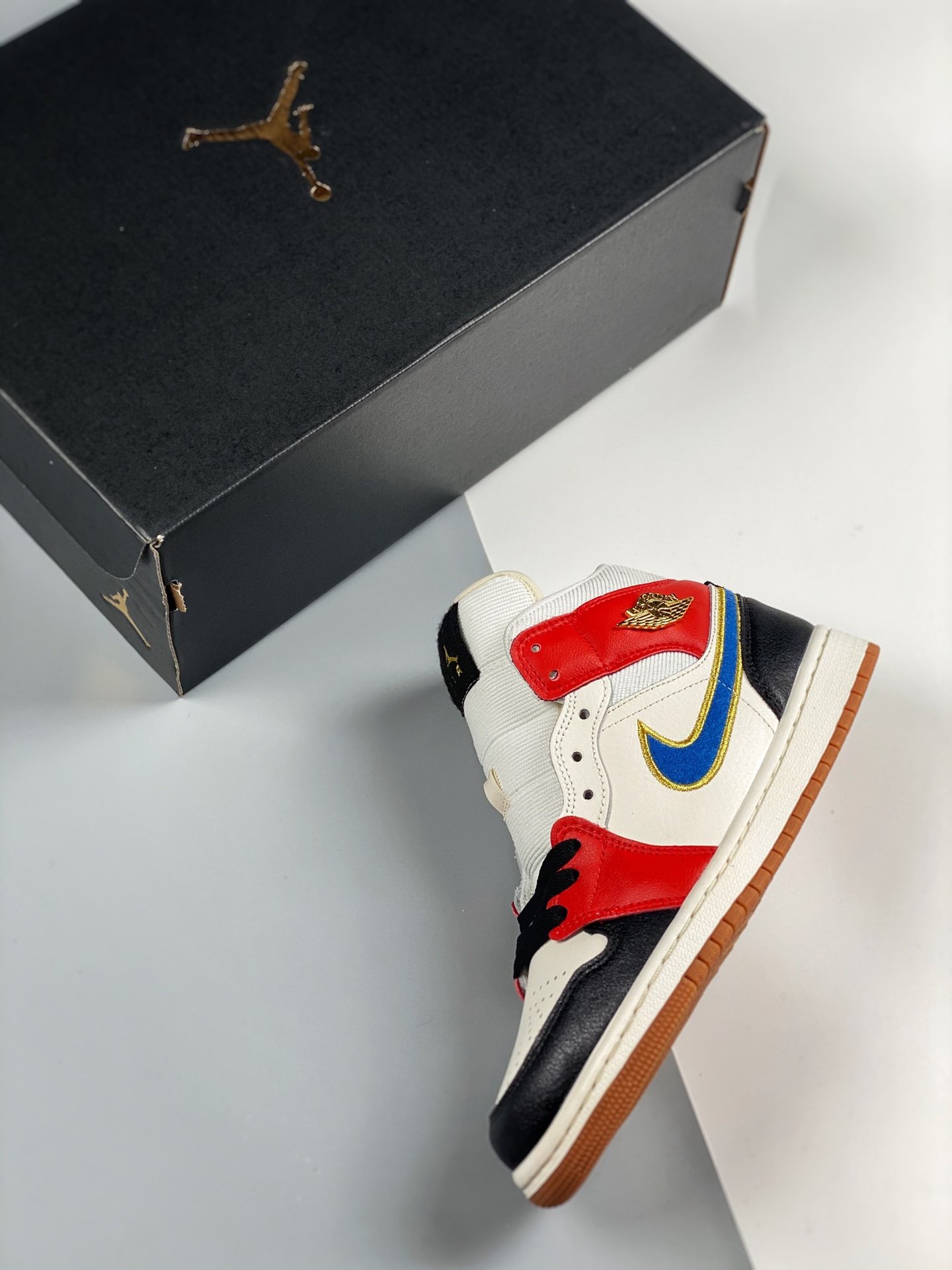 Air Jordan 1 Mid Sail/Red/Black-Blue-Gold 5