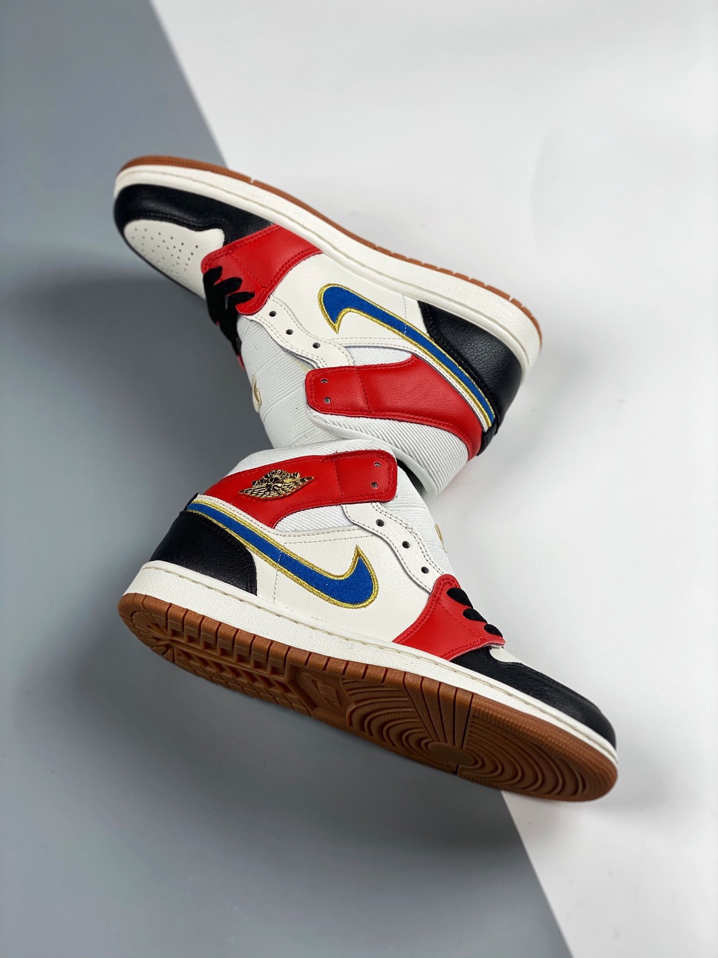 Air Jordan 1 Mid Sail/Red/Black-Blue-Gold 13