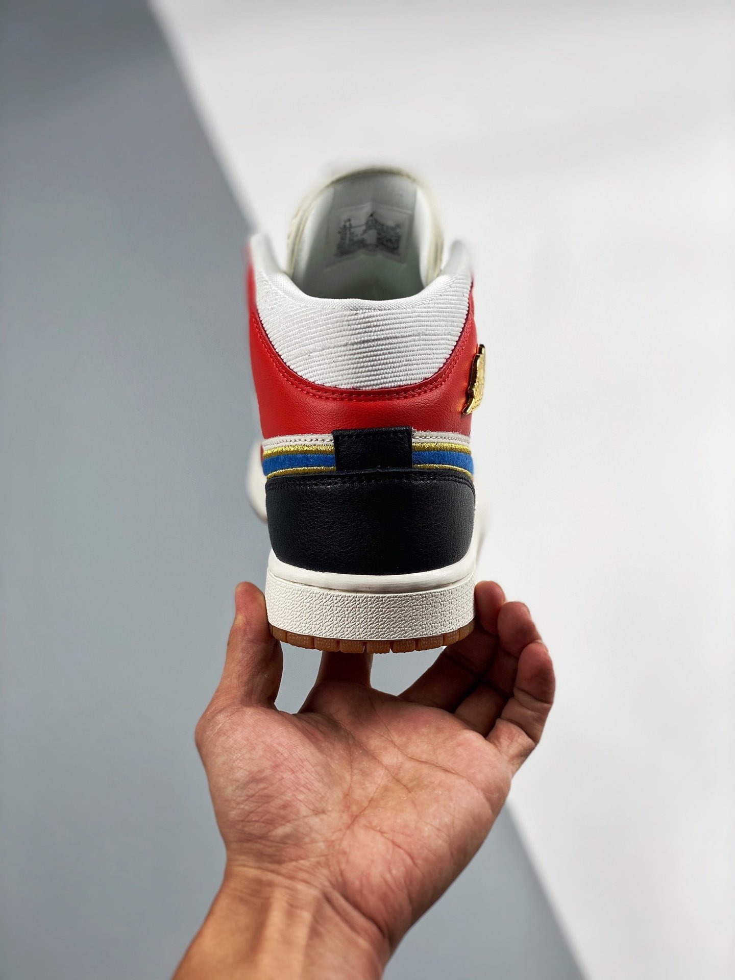 Air Jordan 1 Mid Sail/Red/Black-Blue-Gold 15