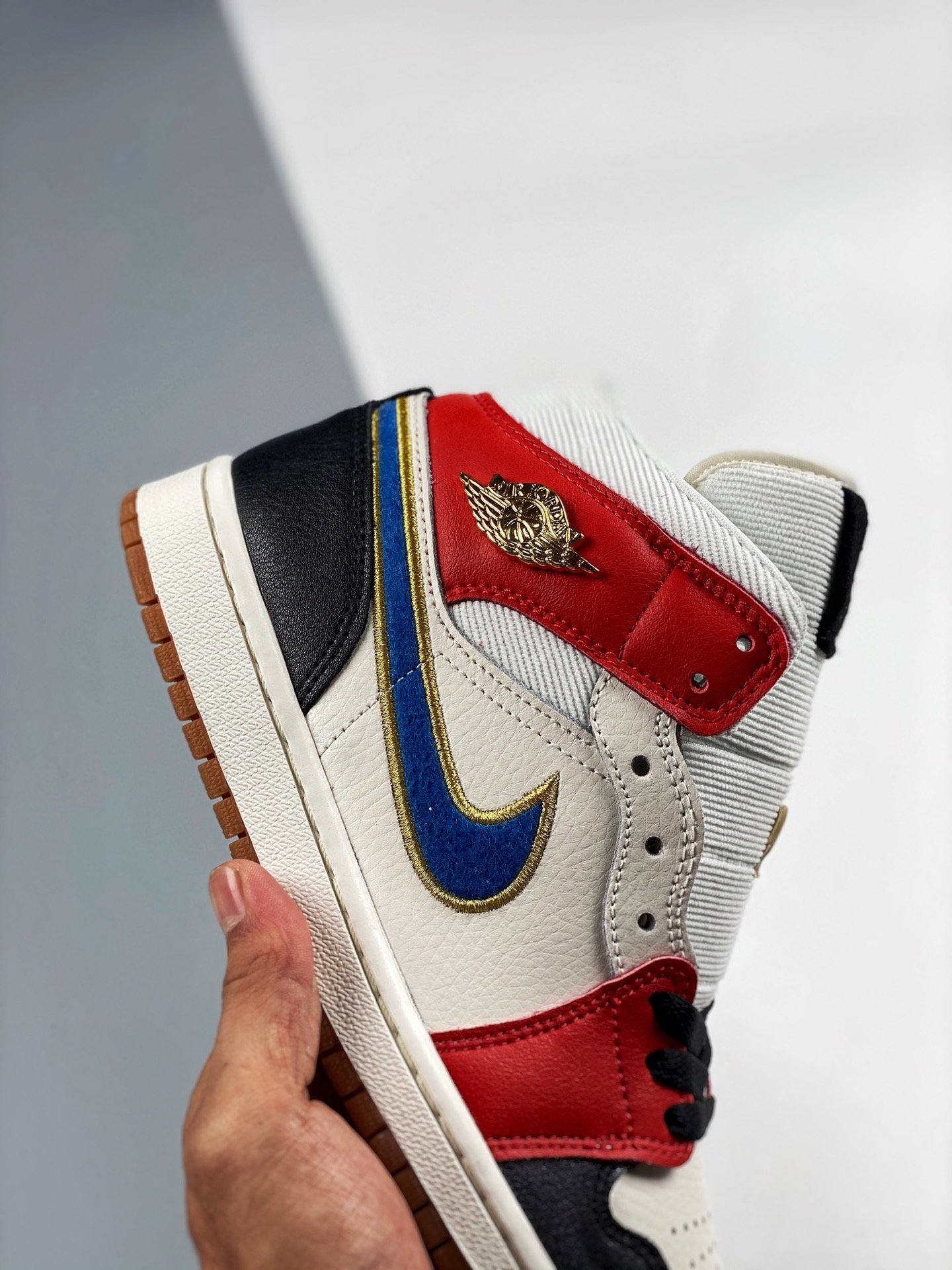 Air Jordan 1 Mid Sail/Red/Black-Blue-Gold 17