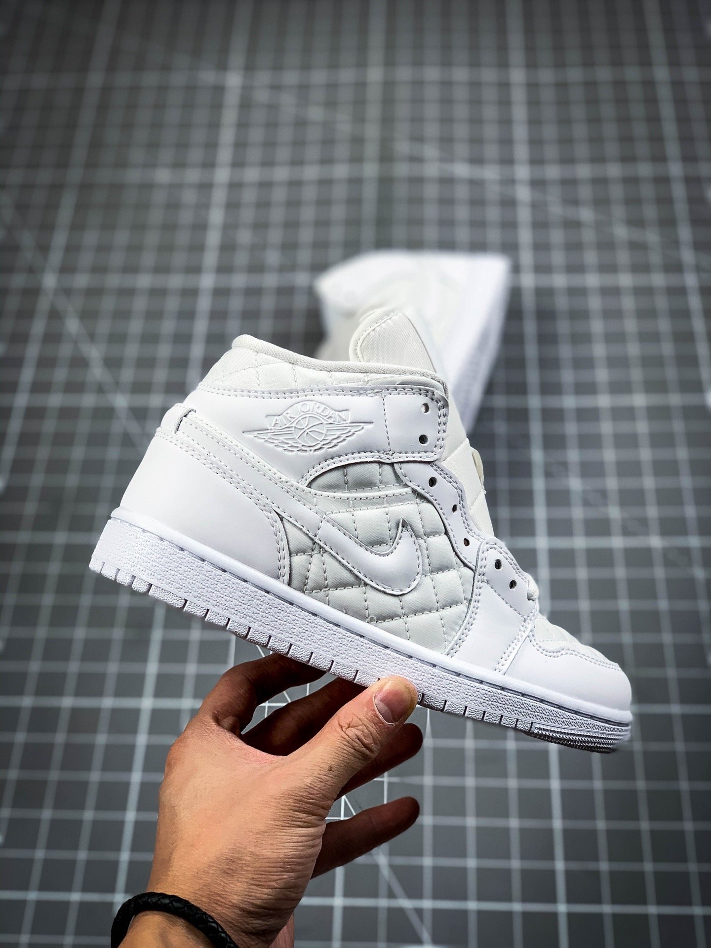 Air Jordan 1 Mid Quilted White/White-White 13